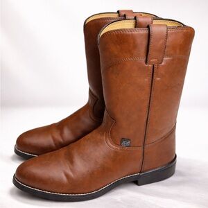 Justin Western Cowboy Boots Brown Leather Men’s 10.5 D Like New
